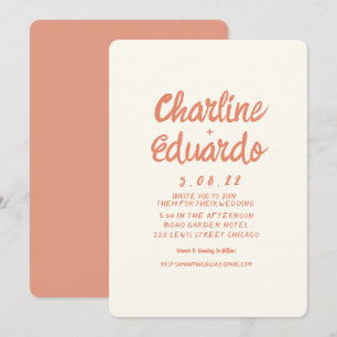 Handwriting Retro Simple Wedding Kaart