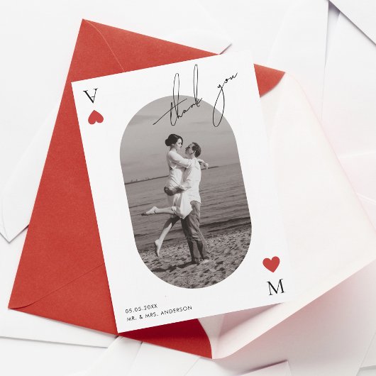 Handwriting Script Casino Vegas Wedding Bedankkaart