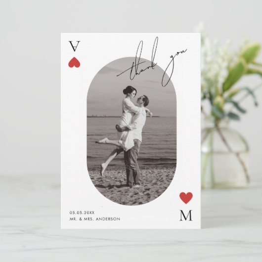 Handwriting Script Casino Vegas Wedding Bedankkaart (Staand voorkant)