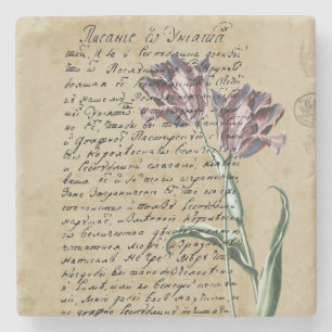 Handwriting & Tulips Vintage Art Design Stenen Onderzetter
