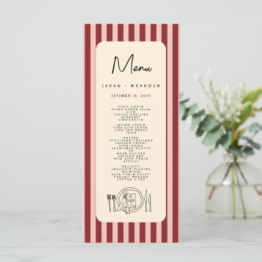 Handwriting Typography Retro Wedding Menu (Staand voorkant)