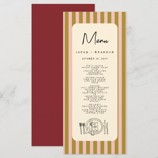 Handwriting Typography Retro Wedding Menu (Voorkant / Achterkant)