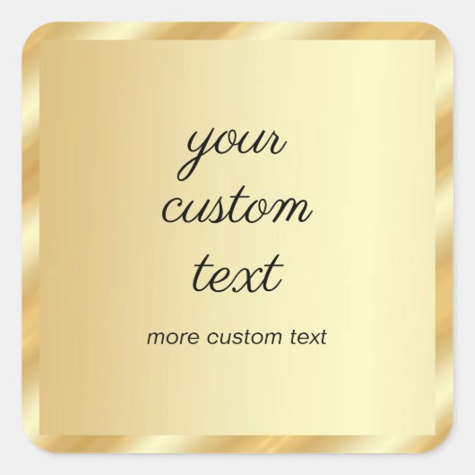 Handwriting Your Custom Text Elegant Gold Template Vierkante Sticker (Voorkant)