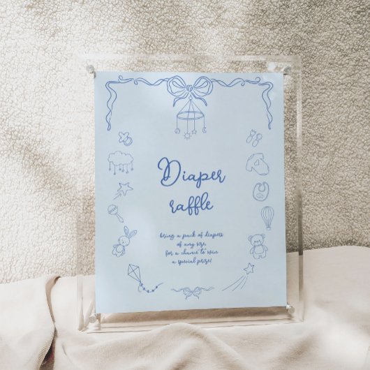Handwritten Baby Shower, Boy Diaper Raffle Poster