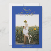 Handwritten Blue Yellow Italian Photo Wedding Save The Date (Achterkant)