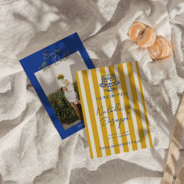 Handwritten Blue Yellow Italian Photo Wedding Save The Date