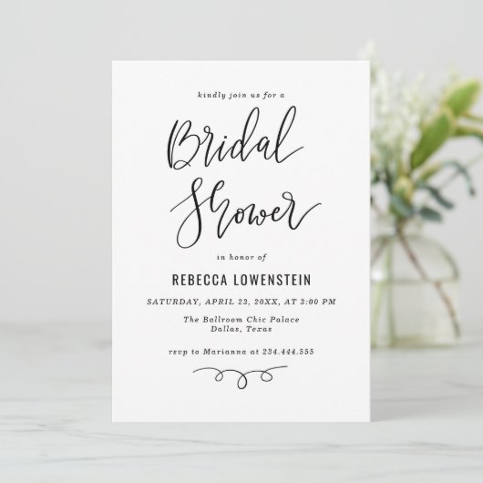 Handwritten Bridal Shower Script Modern Kaart (Staand voorkant)