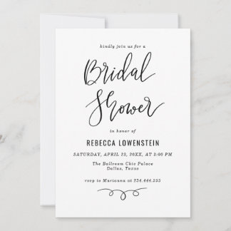 Handwritten Bridal Shower Script Modern Kaart