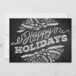 Handwritten Chalkboard Happy Holidays 5x7 Card Feestdagenkaart<br><div class="desc">Holiday greetings (here "Happy Holidays") are displayed on this single and trendy chalkboard style Christmas card. The handwritten typography looks like chalk on a blackboard, the chalky Christmas elements illustrations (pine branches, berries) are arranged in a decorative circle pattern. You can customize the back with your own names and message....</div>