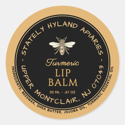 Handwritten Circular Beeswax Lip Balm Label  (Voorkant)