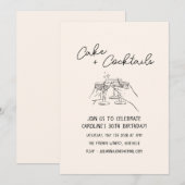 Handwritten Cocktail Doodle 30th Birthday Party Kaart (Voorkant / Achterkant)