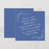 Handwritten Coquette Bow Blue Bridal Shower Square Kaart (Voorkant / Achterkant)