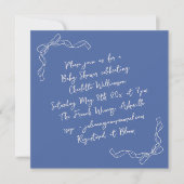 Handwritten Coquette Bow Blue Bridal Shower Square Kaart (Voorkant)