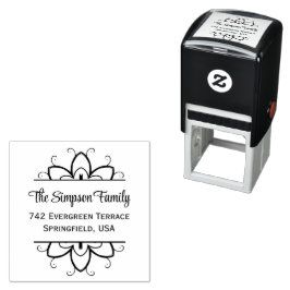 Handwritten Family Address Stamp with Wildflowers Zelfinktende Stempel