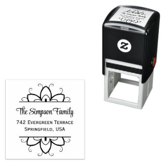 Handwritten Family Address Stamp with Wildflowers Zelfinktende Stempel