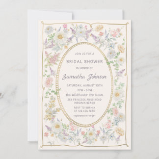 Handwritten Floral Bridal Shower Invitation Kaart