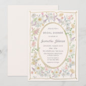 Handwritten Floral Bridal Shower Invitation Kaart (Voorkant / Achterkant)