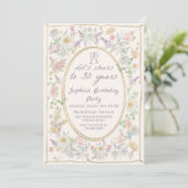 Handwritten Floral Cheers 30th Birthday Invitation Kaart (Staand voorkant)
