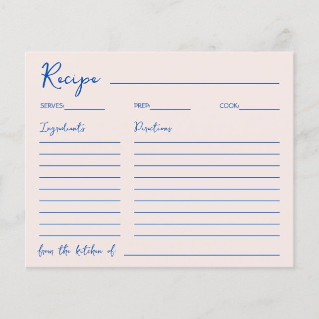 Handwritten Font Blue Elegant Recipe For The Bride (Voorkant)