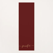 Handwritten Gold Script Personalized Name Maroon Yogamat (Voorkant)