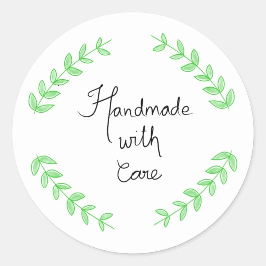 Handwritten Handmade With Care Ronde Sticker (Voorkant)