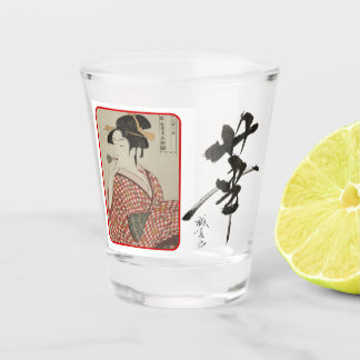 Handwritten Kanji & Ukiyo-e Shot Glass by Jyhoca Glas