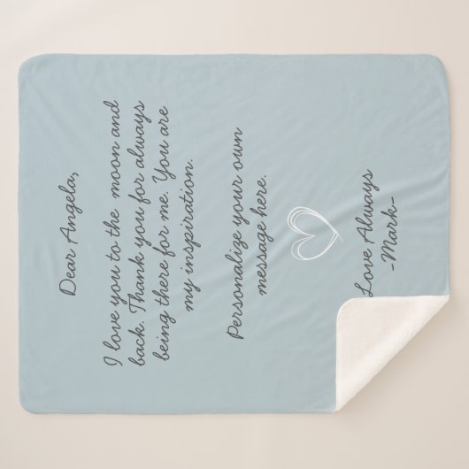 handwritten love letter or message custom   sherpa deken (Voorkant (horizontaal))
