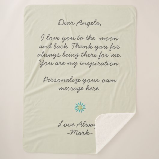 handwritten love letter or message custom  sherpa deken (Voorkant)