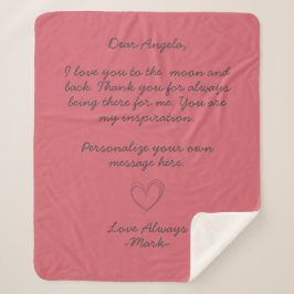 handwritten love letter or message custom sherpa deken