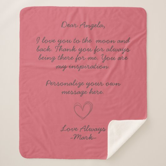 handwritten love letter or message custom sherpa deken (Voorkant)