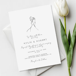 Handwritten Lovely Couple Drawn Minimalist Wedding Kaart
