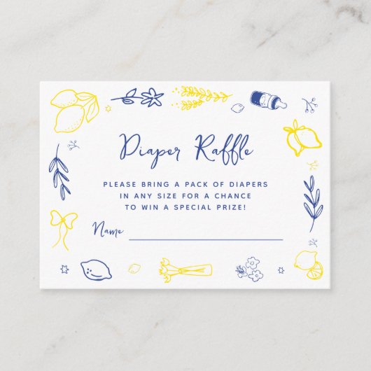 Handwritten Main Squeeze Italian Diaper Raffle Informatiekaartje (Voorkant)