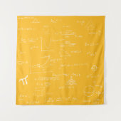 Handwritten Math Formulas and Equations Yellow Wandkleed (Voorkant)