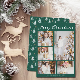 Handwritten Merry Christmas Emerald Green Photo Feestdagenkaart