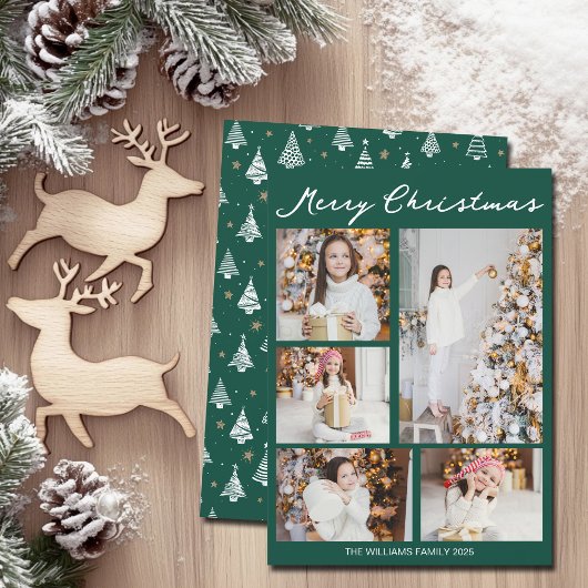 Handwritten Merry Christmas Emerald Green Photo Feestdagenkaart