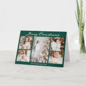 Handwritten Merry Christmas Green Photo Collage Feestdagen Kaart (Voorkant)
