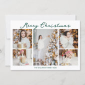 Handwritten Merry Christmas Photo Collage 2025 Feestdagenkaart (Voorkant)