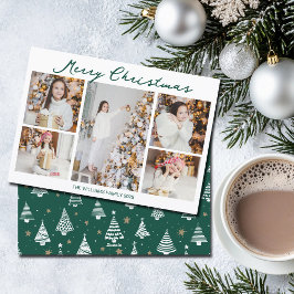 Handwritten Merry Christmas Photo Collage 2025 Feestdagenkaart