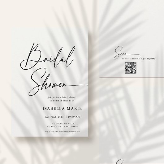 Handwritten Modern MInimal Script Bridal Shower Kaart