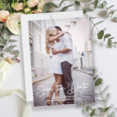 Handwritten Modern Wedding Engagement Photo Save The Date