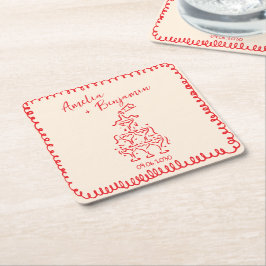 Handwritten  retro Champagne Tower Wedding  Kartonnen Onderzetters