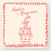 Handwritten  retro Champagne Tower Wedding  Kartonnen Onderzetters (Voorkant)