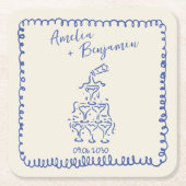 Handwritten  retro Champagne Tower Wedding  Kartonnen Onderzetters (Voorkant)