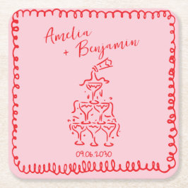 Handwritten  retro Champagne Tower Wedding  Kartonnen Onderzetters
