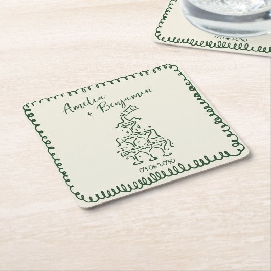 Handwritten retro Champagne Tower Wedding Kartonnen Onderzetters (Schuin)