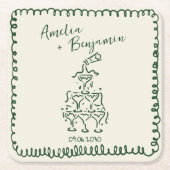 Handwritten retro Champagne Tower Wedding Kartonnen Onderzetters (Voorkant)