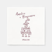 Handwritten  retro Champagne Tower Wedding  Servet (Voorkant)