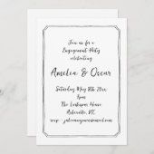 Handwritten Script Black White Engagement Party Kaart (Voorkant / Achterkant)