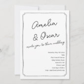 Handwritten Script Doodle Frame Wedding White Kaart (Voorkant)
