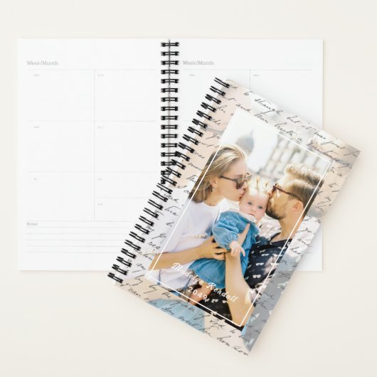 Handwritten Script Family Photo Personalized Planner (Display)